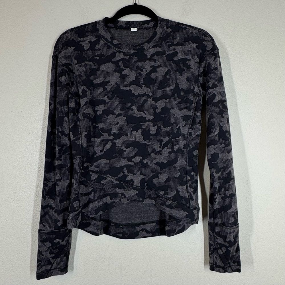 Lululemon Close To Crossing Long Sleeve Shirt Womens Zip Pocket Heritage Camo 8